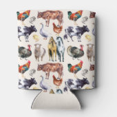 Patroon waterverf van landbouwhuisdieren blikjeskoeler (Achterkant)