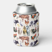 Patroon waterverf van landbouwhuisdieren blikjeskoeler (Blikje Achterkant)