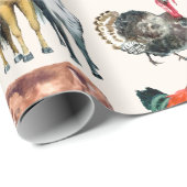 Patroon waterverf van landbouwhuisdieren cadeaupapier (Rol Hoek)