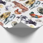 Patroon waterverf van landbouwhuisdieren cadeaupapier (Hoek)