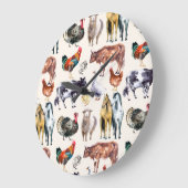 Patroon waterverf van landbouwhuisdieren grote klok (Hoek)