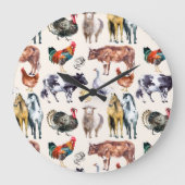 Patroon waterverf van landbouwhuisdieren grote klok (Voorkant)
