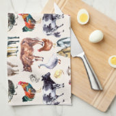 Patroon waterverf van landbouwhuisdieren theedoek (Quarter Fold)