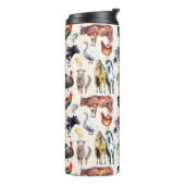 Patroon waterverf van landbouwhuisdieren thermosbeker (Gedraaid links)