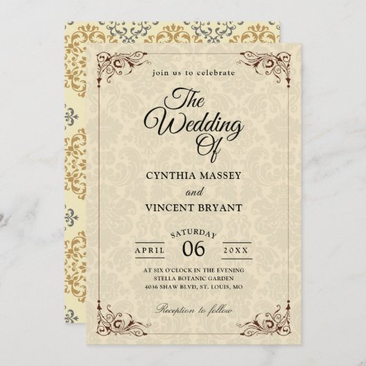 patroon westerne uitnodiging voor bruiloft (Voorkant / Achterkant)