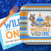 Patroon Wild One Boy Eerste Verjaardag Papieren Bordje
