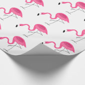 Patroon wit en roze flamingos cadeaupapier (Hoek)