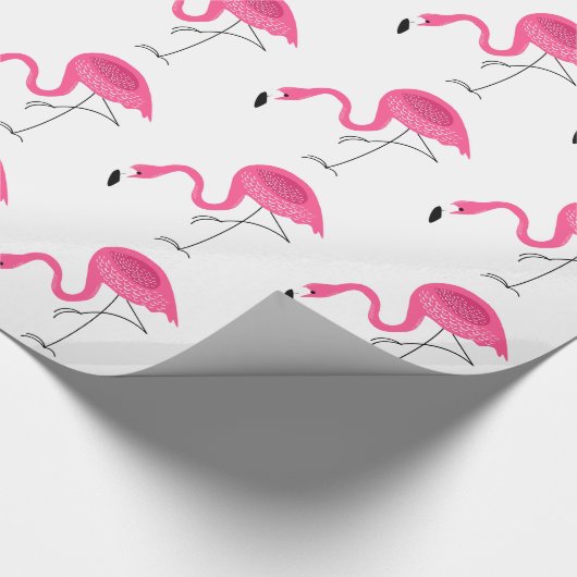 Patroon wit en roze flamingos cadeaupapier (Hoek)