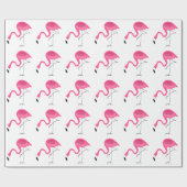 Patroon wit en roze flamingos cadeaupapier (Vlak)