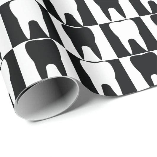 patroon witte en zwarte tanden cadeaupapier (Rol Hoek)