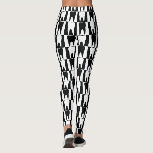 patroon witte en zwarte tanden leggings (Achterkant)