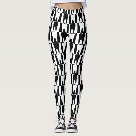 patroon witte en zwarte tanden leggings (Voorkant)