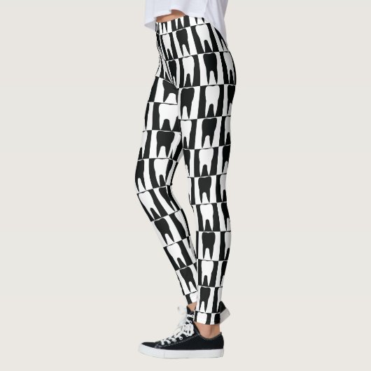 patroon witte en zwarte tanden leggings (Links)