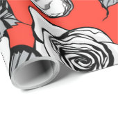 patroon witte rozen cadeaupapier (Rol Hoek)