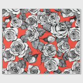 patroon witte rozen cadeaupapier (Vlak)