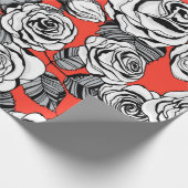 patroon witte rozen cadeaupapier (Hoek)