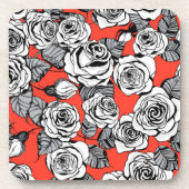 patroon witte rozen drankjes onderzetter (Voorkant)