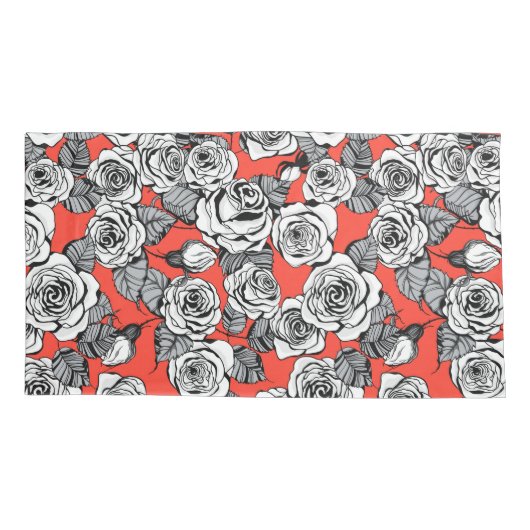 patroon witte rozen kussensloop (Achterkant-Links)