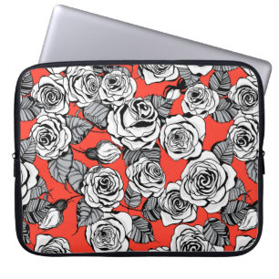 patroon witte rozen laptop sleeve