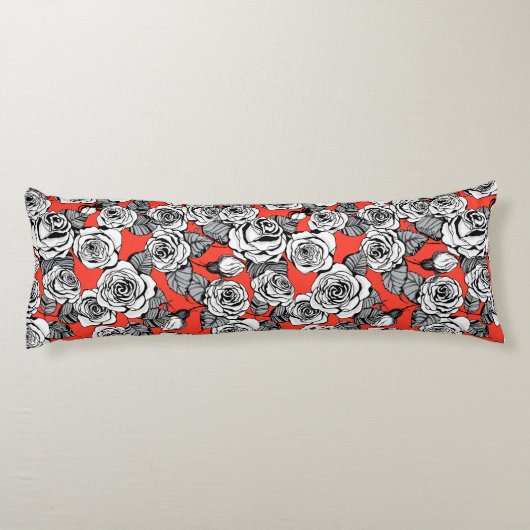 patroon witte rozen lichaamskussen (Achterkant)