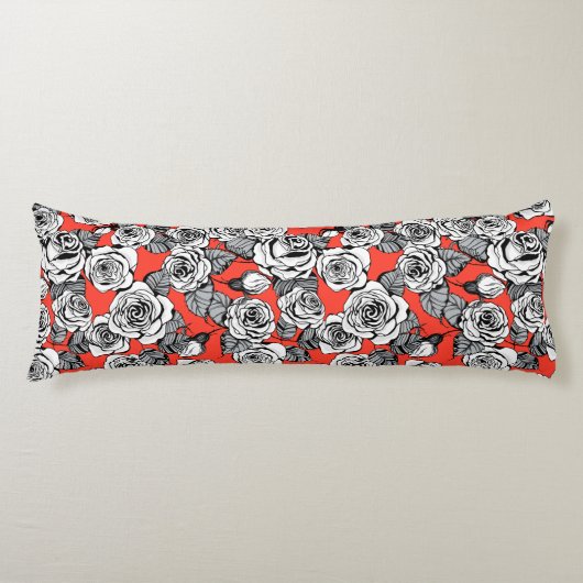 patroon witte rozen lichaamskussen (Voorkant)
