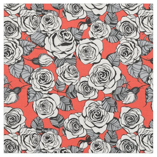 patroon witte rozen stof (Close Up)