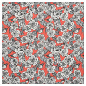 patroon witte rozen stof (Swatch)