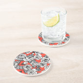 patroon witte rozen zandsteen onderzetter (Zijkant)