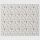  patroon Xmas boom grijs en groen schattig Cadeaupapier (Vlak)