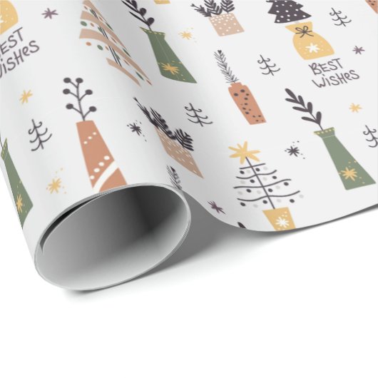  patroon Xmas boom grijs en groen schattig Cadeaupapier (Rol Hoek)