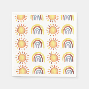 Patroon zon en regenboog servet