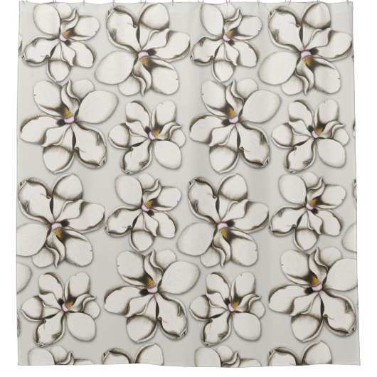 Patroon Zuid-Magnolia Flowers Douchegordijn (Voorkant)