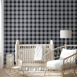 Patroon Zwart Grijs Plaid Checks Kamer Kantoor Behang