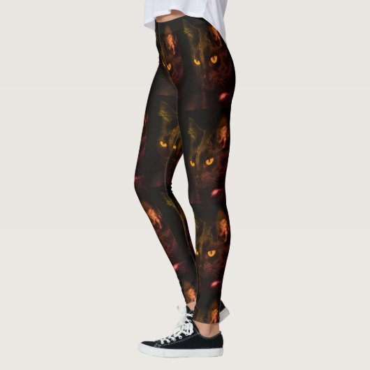 Patroon Zwart Kattenogen Grappige Halloween Leggin Leggings (Links)