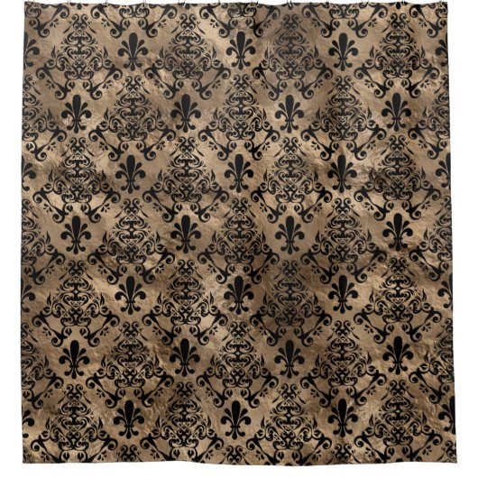 patroon zwart op goud douchegordijn (Voorkant)