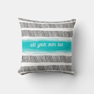 patroon zwart wit en turquoise boho voegen tekst t kussen
