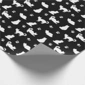 Patroon zwart-wit katten en verf afdrukken cadeaupapier (Hoek)