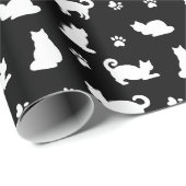 Patroon zwart-wit katten en verf afdrukken cadeaupapier (Rol Hoek)