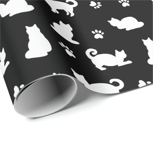 Patroon zwart-wit katten en verf afdrukken cadeaupapier (Rol Hoek)