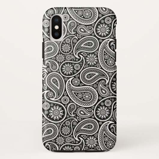 Patroon zwart/wit Retro Paisley Case-Mate iPhone Case (Achterkant)