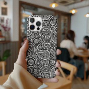 Patroon zwart/wit Retro Paisley iPhone X Hoesje
