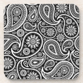 Patroon zwart/wit Retro Paisley Drankjes Onderzetter (Voorkant)