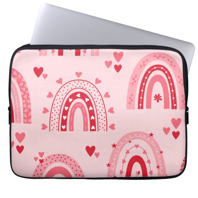 Patroonachtergrond Valentijn 2023 met hartliefde Laptop Sleeve (Voorkant)