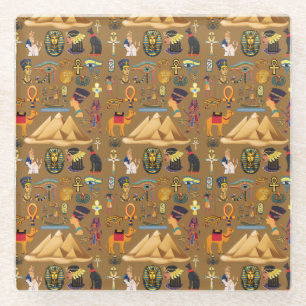 Patroonantensymbool in Egyptisch Hieroglyphic Glazen Onderzetter
