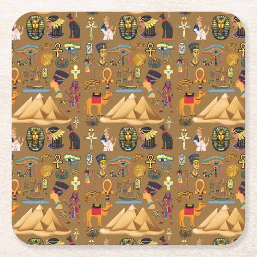 Patroonantensymbool in Egyptisch Hieroglyphic Kartonnen Onderzetters (Voorkant)
