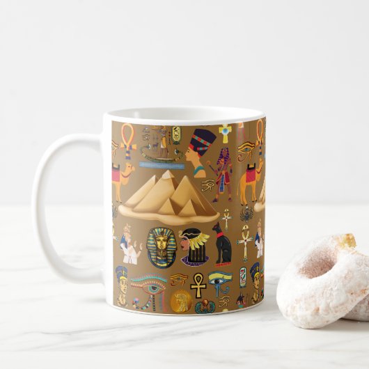 Patroonantensymbool in Egyptisch Hieroglyphic Koffiemok (Met donut)