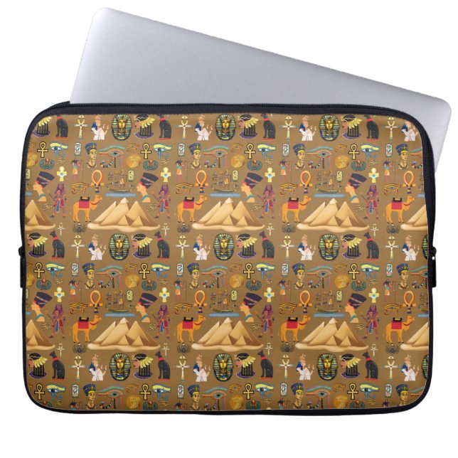 Patroonantensymbool in Egyptisch Hieroglyphic Laptop Sleeve (Voorkant)