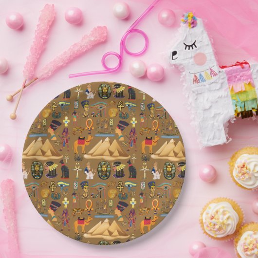 Patroonantensymbool in Egyptisch Hieroglyphic Papieren Bordje (Feest)