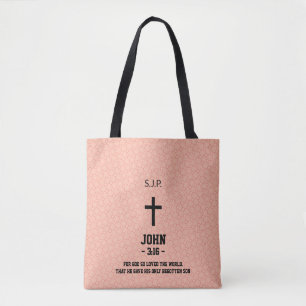 Patroonbijbelcitaat hoofdstuk en vers Christelijk Tote Bag