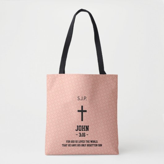 Patroonbijbelcitaat hoofdstuk en vers Christelijk Tote Bag (Voorkant)